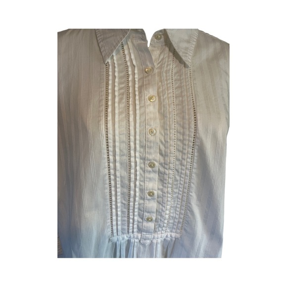 Lauren Ralph Lauren Tuxedo White Cotton Popover Blouse Women’s Size Large EUC - Picture 4 of 11